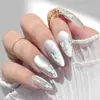 24 Piezas Hielo Transparente Ojo de Gato Mariposa 3D Uñas Portátiles Ambiente Suave Puntas de Uña Almendra Uñas Postizas Terminadas Venta al por Mayor