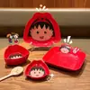 Tigela de Arroz Cerâmica Chibi Maruko-Chan para Uso Doméstico, Tigela Infantil, Alto Valor Estético, Tigela Vermelha Cartoon Fofa, Prato para Molho, Prato de Frutas