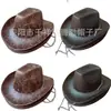 Chapéu de cowboy composto de camurça direto da fábrica Chapéu de cowboy de aba larga PU estilo western europeu e americano Chapéu de Halloween Natal