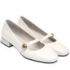 Zapatos de Cuadrado de una Sola Capa para Mujer Verano 2022 Nuevos Zapatos para Mujer Primavera y Otoño Boca Baja Tacón Bajo Charol Suela Suave Cómodos Zapatos de Cuero para Madre