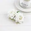 Peine para el cabello de terciopelo rosa transfronterizo, Pasador de pelo vintage para novia, Accesorio para el cabello de doble flor artificial con borde enrollado color burdeos para mujer