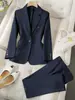En Stock 2026 Nuevo Conjunto de Traje para Mujer para el Trabajo, Moderno Casual Estilo Europeo y Americano, Chaqueta y Pantalones de Dos Piezas de Corte Entallado