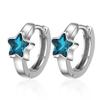 Estilo coreano azul estrela de cinco pontas orelha fivela personalizado pequeno brincos de cristal artificial nicho estilo frio orelha jóias orelha fivela