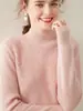 26 Novos Suéteres de Cashmere Grossos de Gola Alta para Outono e Inverno para Mulheres, Manga Longa, Malha Diagonal, Loose, Slimming, Pulôver