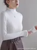 Camiseta Básica de Canalé de Cuello Alto a Media Altura de Moda para Mujer, Estilo Coreano, Camiseta Térmica de Alta Gama para Otoño