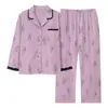 Algodón PuroPijama Nuevo de Mujer para Otoño con Mangas Largas y Estampado, Conjunto de Ropa de Casa con Cuello Camisero para Primavera y Otoño con un Toque de Lujo