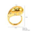 Anillo de gota de agua abierta con microdiamantes de alta calidad de estilo francés, joyería de acero de titanio chapado en oro de 18 quilates, de lujo, ligero y transfronterizo.