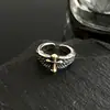 Pulsera de Plata Gruesa 925 Chapada en Cobre con Cruz y Pluma, Pulsera Abierta Ajustable, Joyería Vintage Antigua de Plata Tailandesa