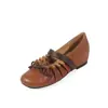 Zapatos Mary Jane de Piel de Oveja Suave Plisada Bloque de Color Lazo 2026 Primavera Altura Interna que Aumenta Tacón Medio Punta Redonda Piel Genuina Zapatos de Mujer