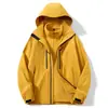 Jaqueta masculina quente com capuz, jaqueta impermeável para atividades ao ar livre na primavera e outono, casaco esportivo casual folgado com design color-blocking