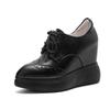 Sapatos Casuais de Plataforma Impermeáveis com Salto Ultra Alto de 12cm e Solado Grosso - Novo Estilo Primavera 2026 Mocassins Simples com Cadarço e Aumento Interno de Altura