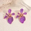 Pendientes Florales Retro de Venta Caliente Europeos y Americanos, Lujo Ligero, Estilo de Gama Alta, Pendientes para Mujer, Pendientes de Moda y Versátiles, Joyería para Orejas