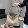 Bolso de mano sencillo de piel de vaca, novedad de 2025, para mujer, de gran capacidad, con textura moderna, de alta calidad, bolso de hombro informal.