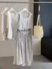 Conjunto de vestido sin mangas estilo coreano para mujer, diseño de verano, nicho, entallado en la cintura, cordón, vestido interior tipo slip conjunto de dos piezas