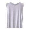 Ropa Nueva de Verano 2024 para Mujer Transfronteriza Estilo Europeo y Americano Cuello Redondo Todo Fósforo Sin Mangas Camiseta Superior con Hombro Acolchado para Mujer M86609