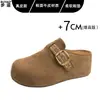 En stock~Zapatos de mujer estilo Birkenstock con plataforma gruesa de ~7 cm, que aumentan la altura, slip-on, mules sin tacón, medias pantuflas de punta cerrada