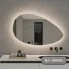Espejo de Baño y Maquillaje con Forma de Gota de Agua, Luz Ambiental LED, Espejo Inteligente, Llamada Bluetooth, Antivaho, Hora, Temperatura