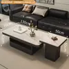 Mesa de Centro Rectangular Lujo Ligero Moderna Simple Minimalista Italiano de Gama Alta Apartamento Pequeño Sala de Estar Hogar Pizarra Diseñador
