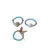 Nuevo Estilo Chino Retro Color Contrastante Estilo Literario Lujo Ligero Ágata Turquesa Perla de Agua Dulce Natural Anillo Elástico Venta al por Mayor para Mujeres