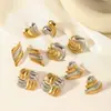 Estilo Ins de Celebridad de Internet Europeo y Americano Pendientes Asimétricos Cóncavos y Convexos de Acero Inoxidable Color Oro de 18K Pendientes Personalizados de Moda Tendencia