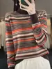 Estilo Novo Outono e Inverno Gola Alta Meia Algodão Puro Tricô Manga Longa Top Fino Versátil Jacquard de Três Cores Camisa Básica para Mulheres