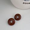 Pendientes de esmalte rojo hueco con forma de donut, de plata 925, con forma de aguja, estilo retro, ligeros y de lujo, de gran sentido, redondos.
