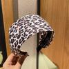Faixa de cabelo com estampa de leopardo de aba larga estilo coreano, acessórios para cabelo em tecido, presilha de cabelo com pressão para o rosto, estilo europeu e americano, simples, retrô, faixa de cabeça para mulheres