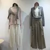 Camiseta base de cuello redondo con borde enrollado de lana Tencel, suave y amigable con la piel, para mujer, corte holgado, adelgazante, con caída, relajada, camiseta clásica de manga larga