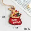 Decorações de Natal Transfronteiriças Peças Pequenas de Madeira Enfeites de Árvore de Natal Papai Noel Boneco de Neve Bolsa de Presente Meia Enfeites Artesanato