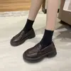 Zapatos pequeños de cuero estilo británico para mujer 2025 primavera nuevos mocasines de suela gruesa estilo japonés de un solo paso zapatos simples jk