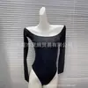 Mono SK Kardashian Mismo Estilo Hombro Manga Larga para Mujer Sexy Ropa Exterior Primavera y Otoño Chica Picante Ajustado Body Base Superior