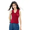 Camisola Color Rojo Rosa para Mujer, Ropa Exterior de Verano, Estilo Francés, Petite, Hombro Normal, Top sin Mangas, Sensación de Alta Gama, Camiseta sin Mangas
