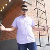 Moda Verano 2021 Camisa de Algodón a Cuadros Gruesos de Manga Corta para Hombre Casual Media Manga Talla Grande Talla Grande Gordo Holgado