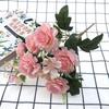 Flor Artificial Hogar Estilo Europeo 7 Peonías Sala de Estar Decoración del Hogar Flor Falsa Arreglo Romántico para Boda Ramo de Rosas