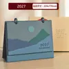 Calendario 2027 Estilo Chino Estampado en Caliente Calendario Mensual Adorno de Escritorio Creativo Anillado Tarjeta Perforada Planifica el Calendario de Hoy Logo Personalizado