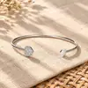Accesorios de Reloj Estilo Coreano Pulsera de Amor de Diamantes Completos Apertura Pulsera de Corazón Chapada en Oro Pulsera de Doble Corazón Joyería de Pulsera para Mujeres