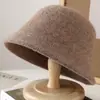 Sombrero de Pescador de Lana Mezclada de Color Sólido Simple Tejido Cálido Cómodo de Ala Pequeña para Otoño e Invierno Sombrero de Pescador Artístico Fresco para Exteriores