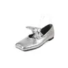 Sapatos Mary Jane com Laço Tridimensional Femininos Salto Baixo Quadrado Chegada Nova Primavera Couro de Ovelha Cano Baixo Couro Genuíno Boca Rasa Sapatos para Mulheres