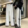 Pantalones de Chándal Anchos Casuales de Peso Pesado con Tres Rayas para Otoño/Invierno para Hombres y Adolescentes, Pantalones Deportivos Rectos Holgados y Sencillos