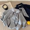Top de retazos con cuello de camisa para niños pequeños, bloques de color, elegante, nuevo para primavera y otoño, sudadera holgada versátil de manga larga