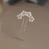 Novo Estilo Chinês Floresta Grampo de Cabelo Pérola Flor Onda Pente de Cabelo Retrô Simples Parte de Trás da Cabeça Cabelo Grampo de Cabelo em Forma de U Grampo de Cabelo