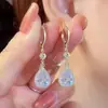 Pendientes de ópalo verde nuevos y modernos, exquisitos, japoneses y coreanos, de lujo ligero, elegantes, colgantes, pendientes elegantes de alta calidad para mujer