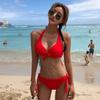 Bikini Nuevo Bikini Acero Push-up Sexy Pecho Cintura Baja Tres Puntos Spa Dividido Traje de Baño para Mujer