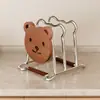 Suporte para tábuas de corte estilo vintage, prateleira de armazenamento para bancada de cozinha, suporte de aço inoxidável para tampas de panela, grampo para tábua de corte