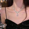 Colar de pérolas e diamantes com gota d'água, estilo francês, leve, luxuoso, corrente de clavícula, nicho, vestido de noite, moda feminina
