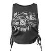 Chaleco de verano para mujer europeo y americano, estampado Y2k, informal, con tirantes negros, cuello redondo, camisola
