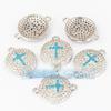 Accesorios de Joyería DIY Cobre Puro Chapado en Oro Micro-Incrustado Cruz Conector Virgen 38mm Pulsera Cuerda Trenzada