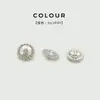 Botão de metal redondo com borda de dente vazada incrustada de diamante de quatro folhas para camisas de mulheres, suéteres, cardigãs, vestidos, botões decorativos