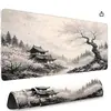 Mouse Pad Estilo Zen Japonês Flor de Cerejeira Pagode Pinheiro Xu Extra Grande Tapete para Mesa de Escritório de Computador com Borda Espessada Xu
