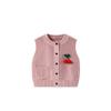 Cardigan de Tricô Colorido Puro para Menina, Primavera e Outono, Gola Redonda, Colete de Algodão Infantil, Colete de Cereja para Bebê, Colete para Bebê